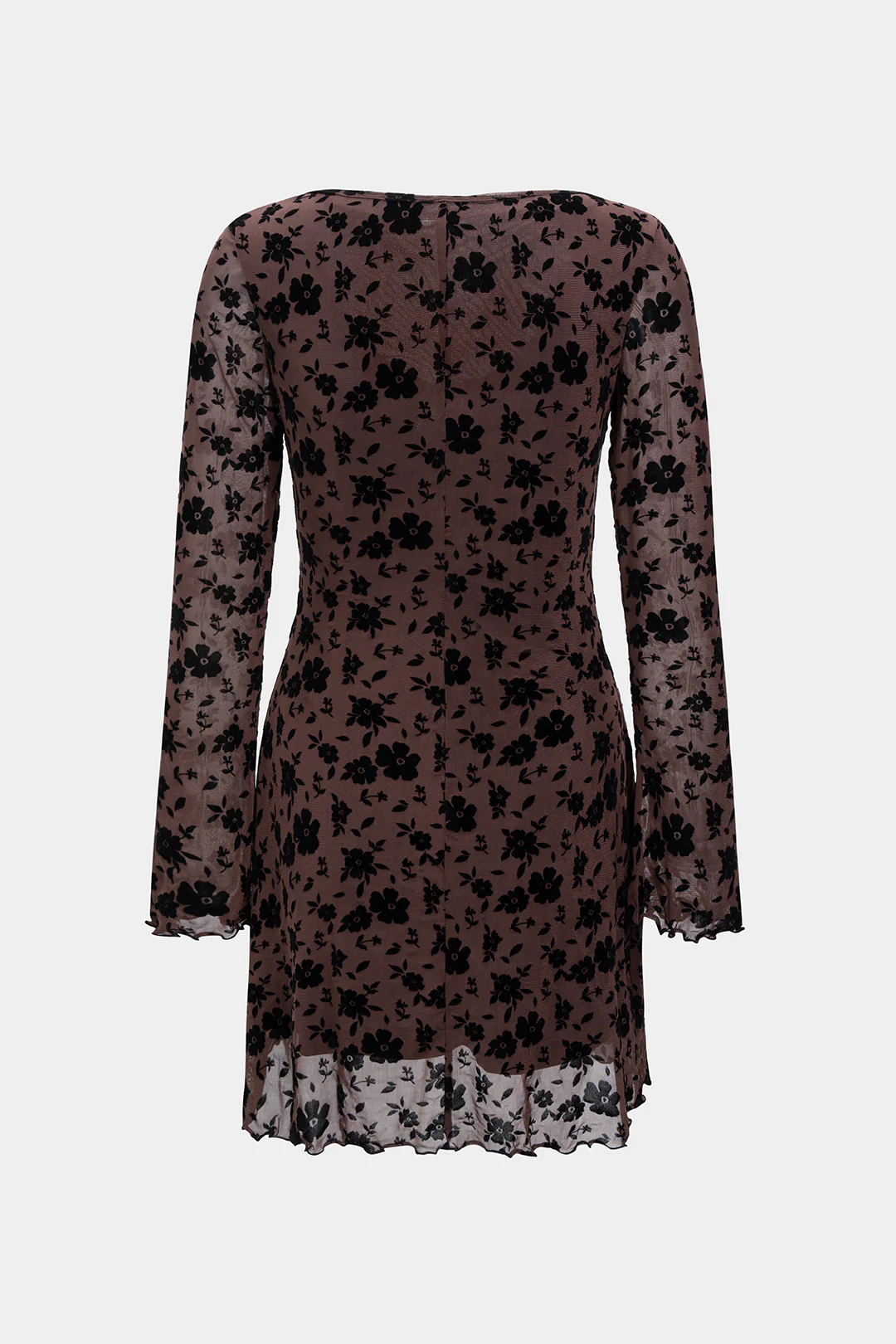 Jacquard Tie-Up Long Sleeve Mini Dress - Image 2