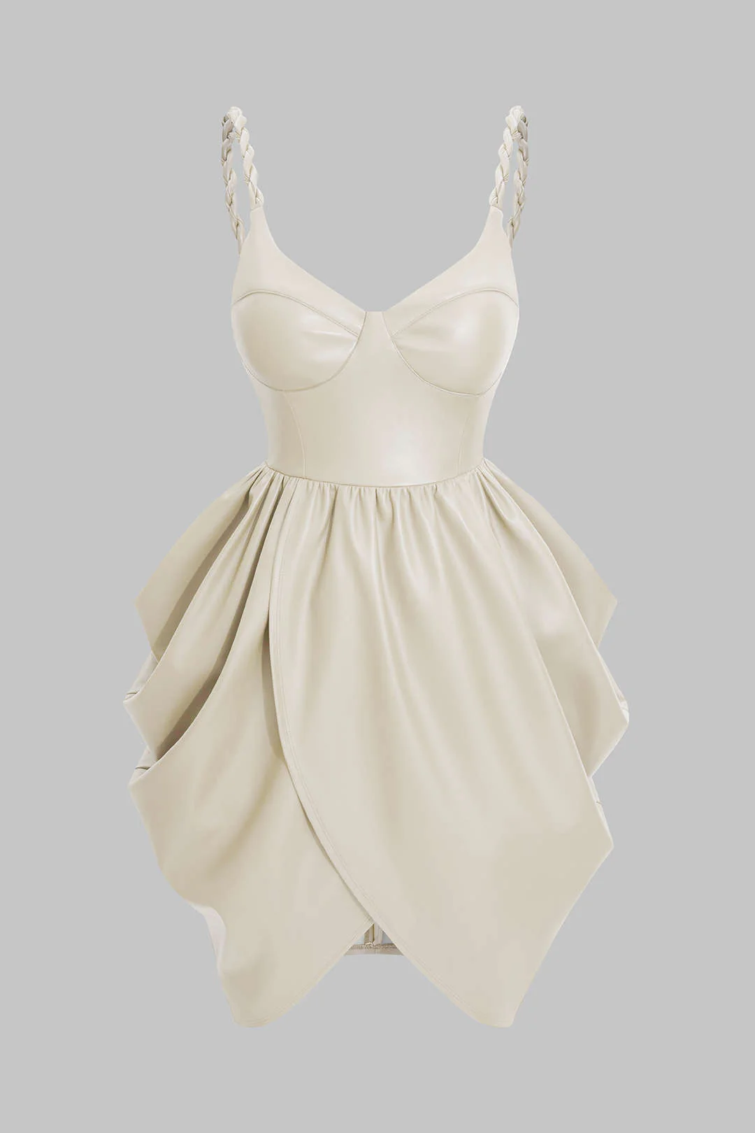 Faux Leather Ruched Twist Knot Sleeveless Mini Dress - Image 5