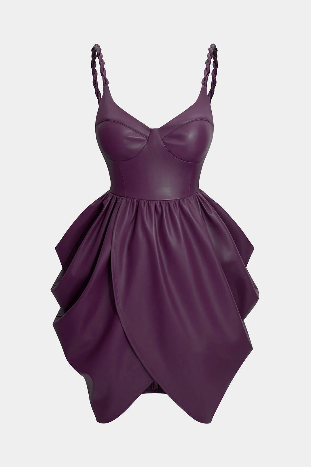Faux Leather Ruched Twist Knot Sleeveless Mini Dress - Image 6