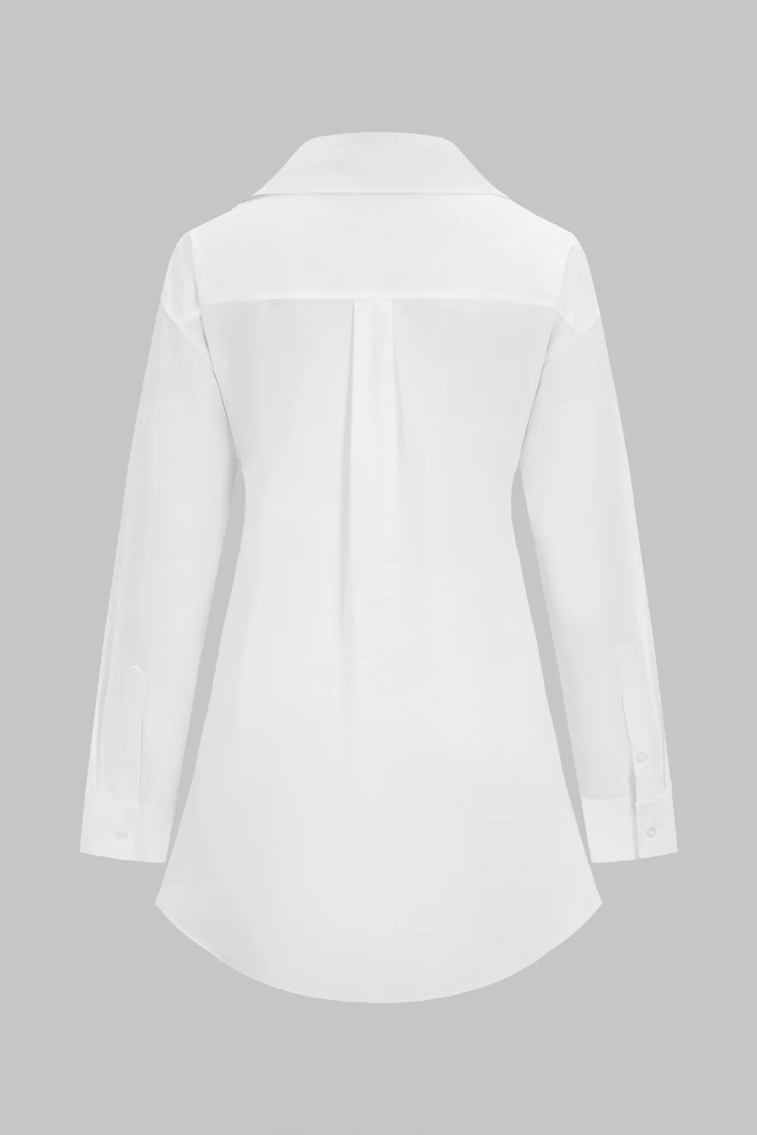 Solid Metallic Decor Button Long Sleeve Mini Dress - Image 2