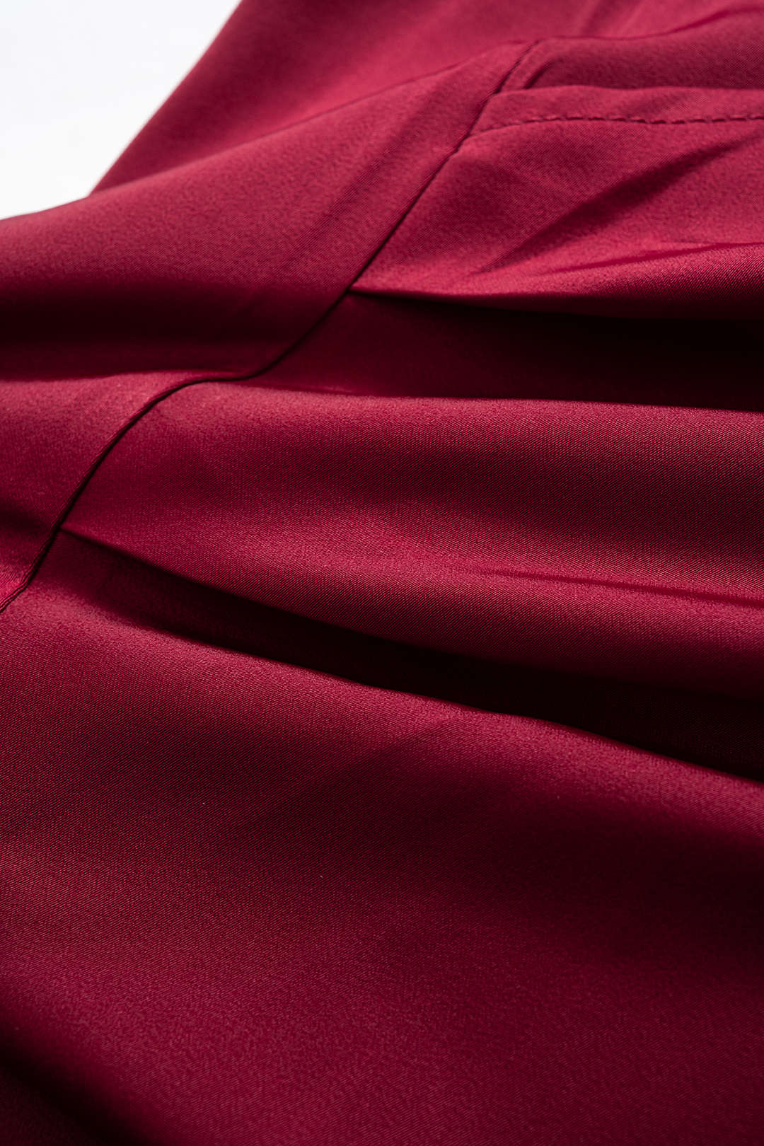 Satin Crossed V-Neck Asymmetrical Ruched Long Sleeve Mini Dress - Image 6