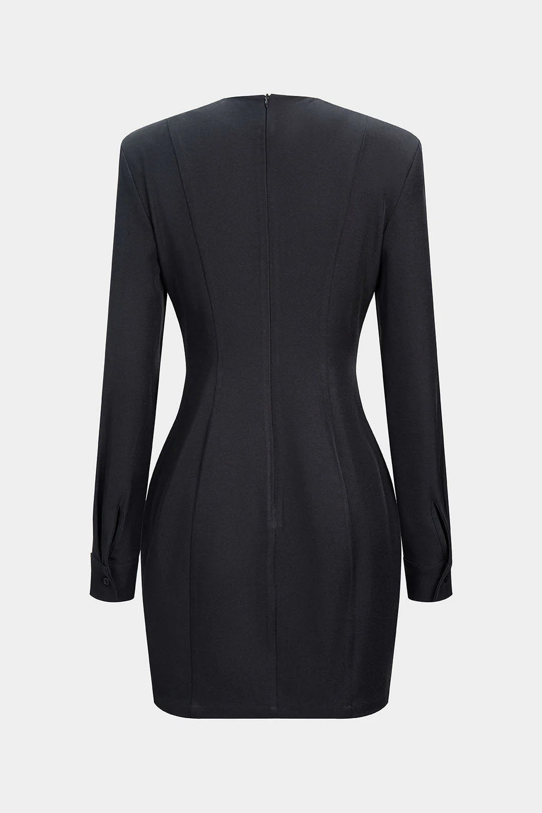 Metallic Buckle Waist-Cinching Long Sleeve Mini Dress - Image 2