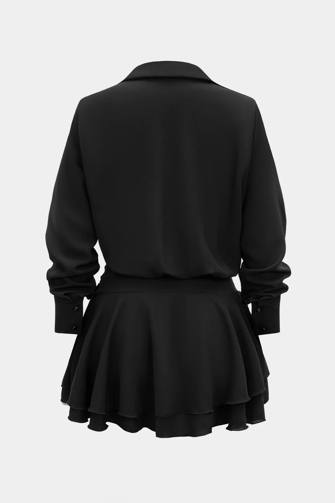 Ruffle Hem Cut Out Long-Sleeve Mini Dress - Image 2