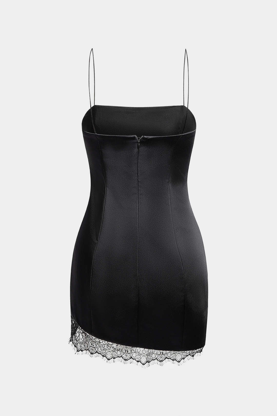 Satin Lace Patchwork  Asymmetrical Hem Sleeveless Mini Dress - Image 2
