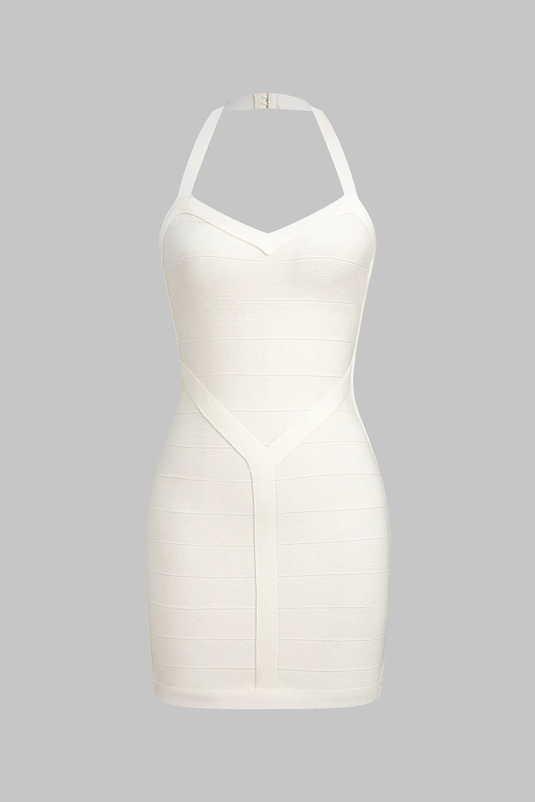 Halter V-Neck Buckle Backless Sleeveless Mini Dress
