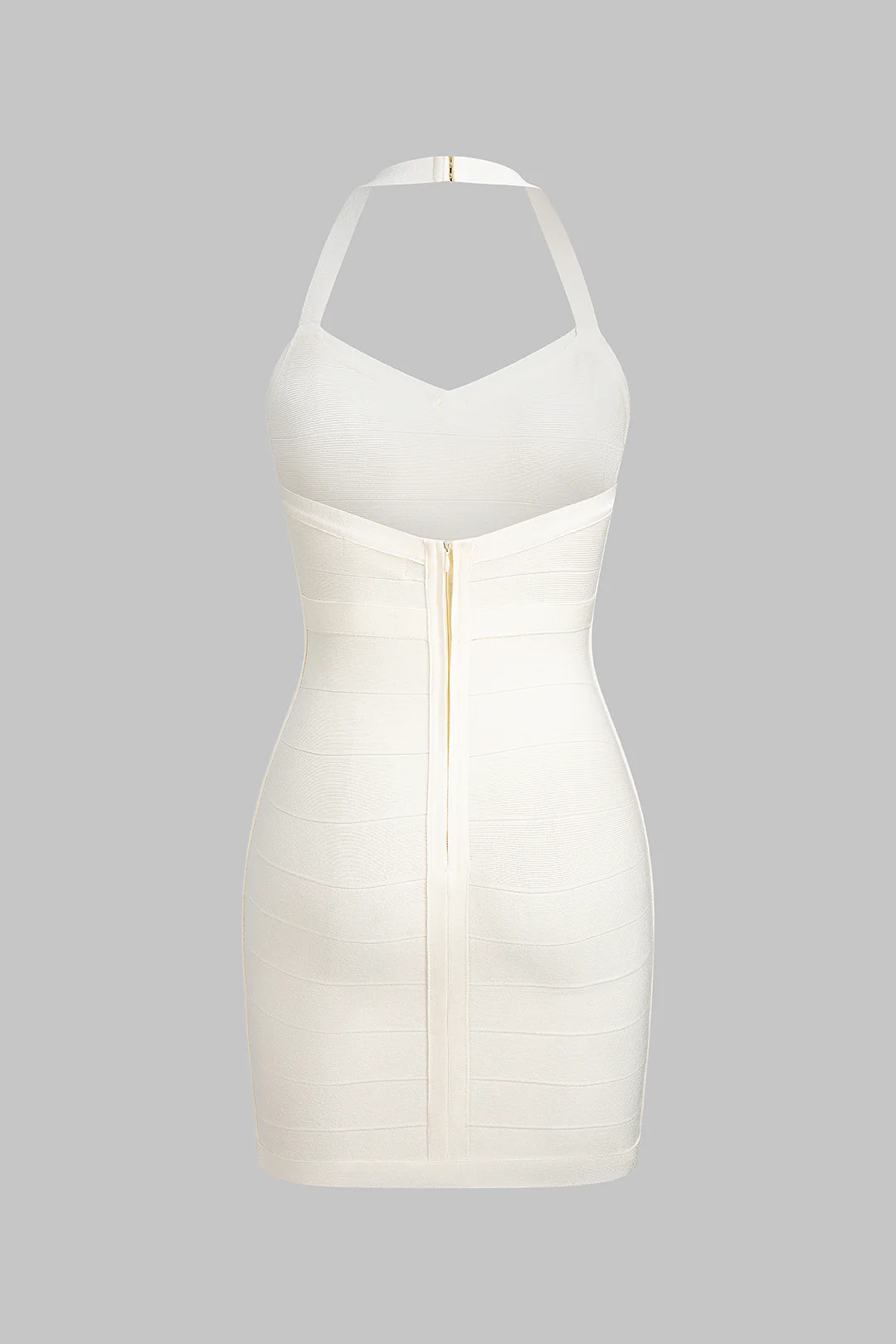 Halter V-Neck Buckle Backless Sleeveless Mini Dress - Image 2