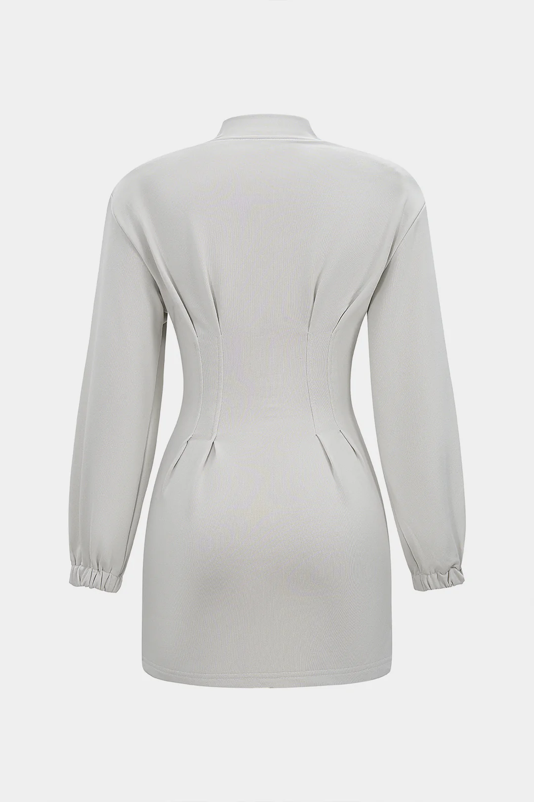 Solid Zipper Bodycon Long Sleeve Mini Dress - Image 2