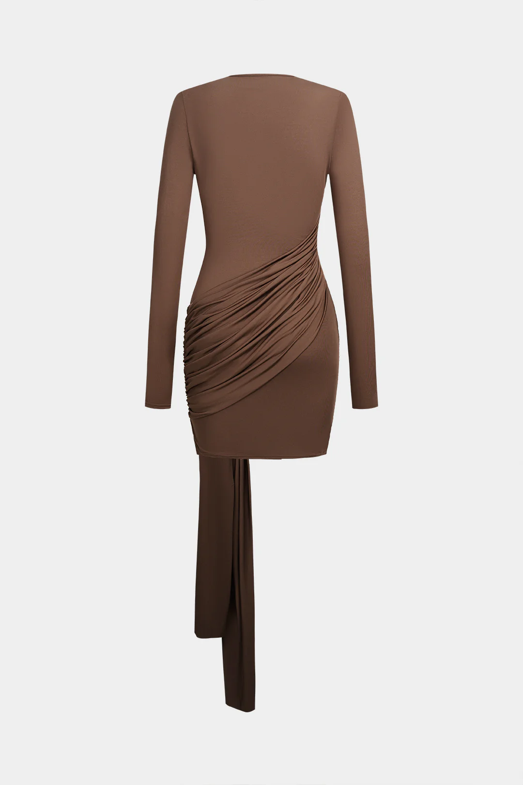 Ruched Tie-Up Long Sleeve Mini Dress - Image 2