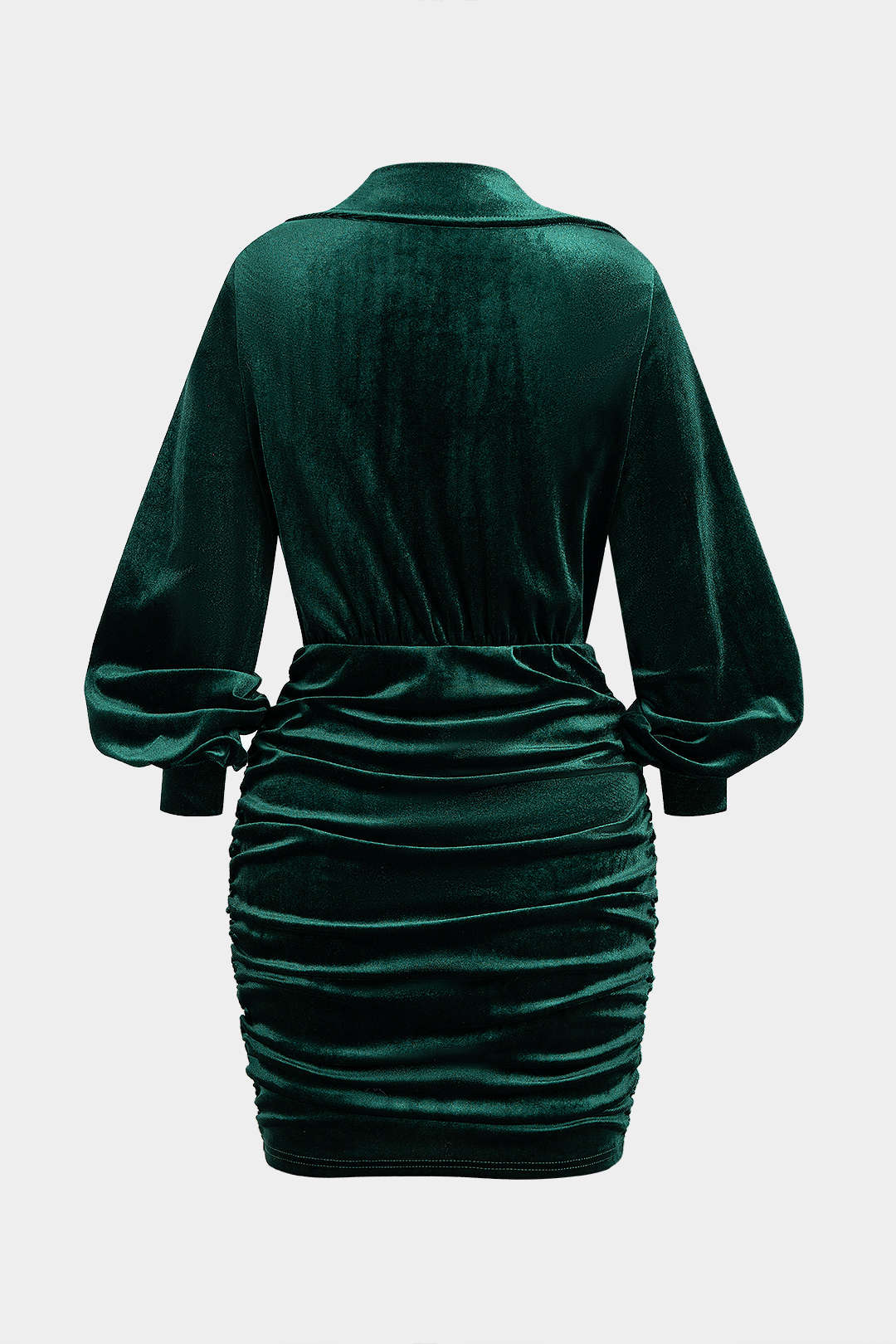 Draped Cowl Neck Velvet Long Sleeve Mini Dress - Image 2