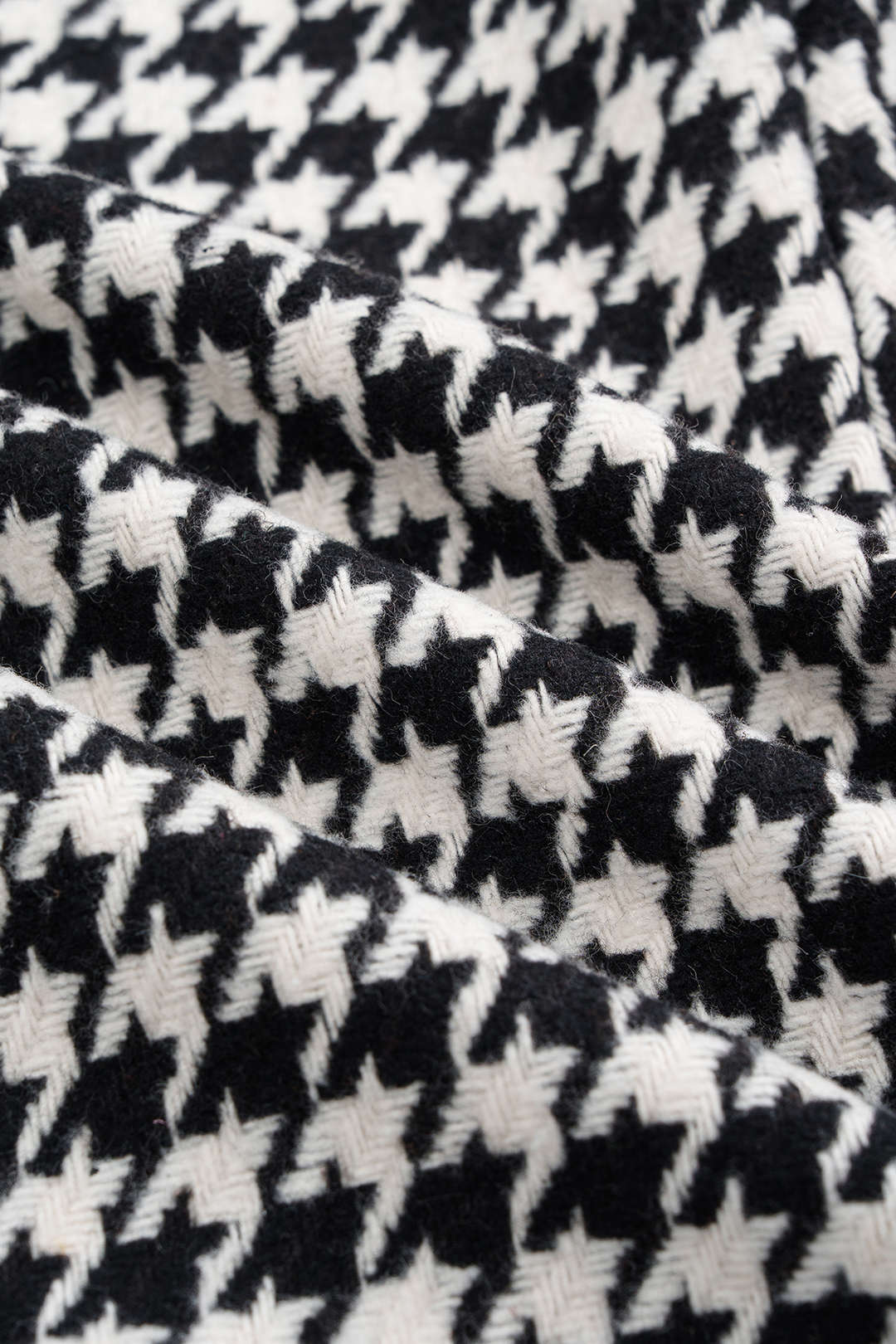 Houndstooth Print Button Ruched V-Neck Long Sleeve Mini Dress - Image 4