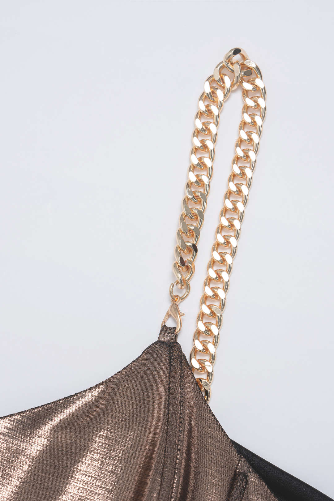 Metallic Chain Ruched Zipper Sleeveless Mini Dress - Image 4