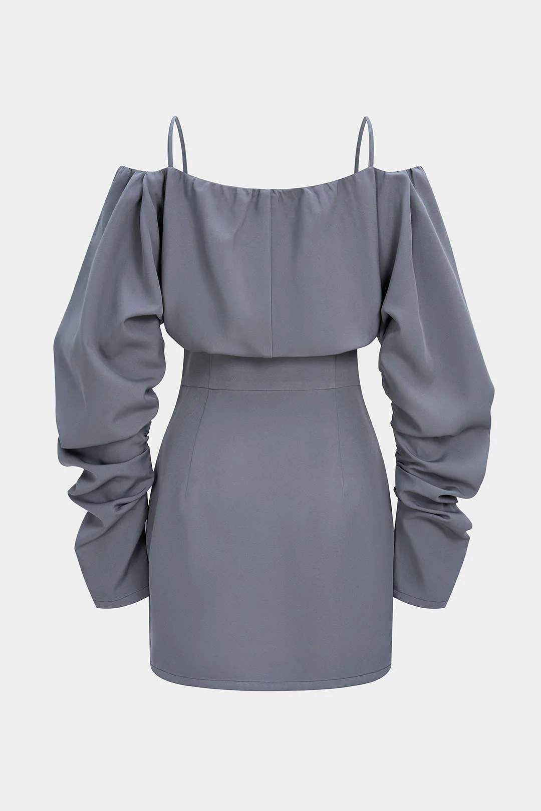 Off-Shoulder Ruched Long Sleeve Mini Dress - Image 2