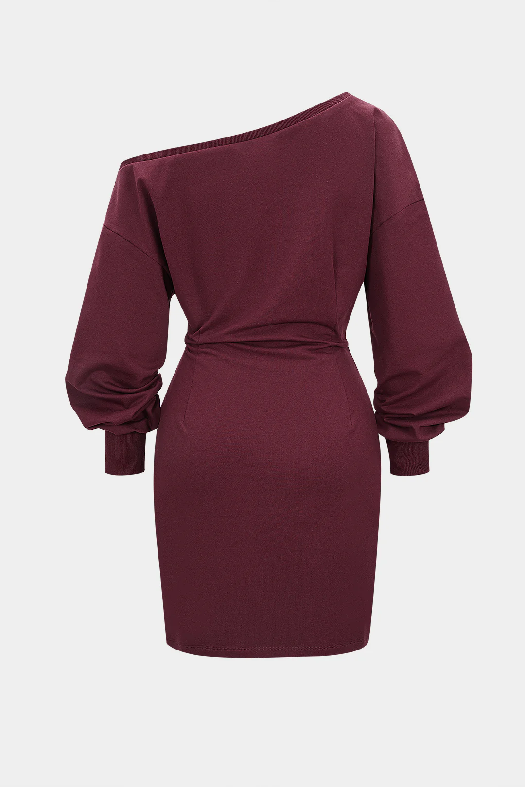Letter Print One Shoulder Ruched Long Sleeve Mini Dress - Image 2