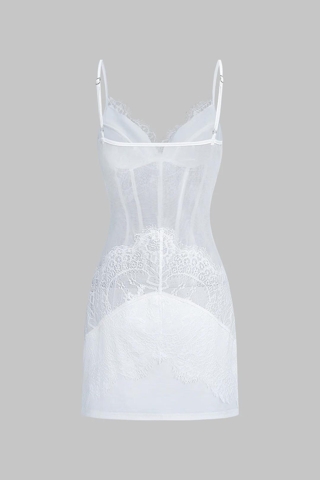 Lace V-Neck Corset Backless Slip Sleeveless Mini Dress - Image 2