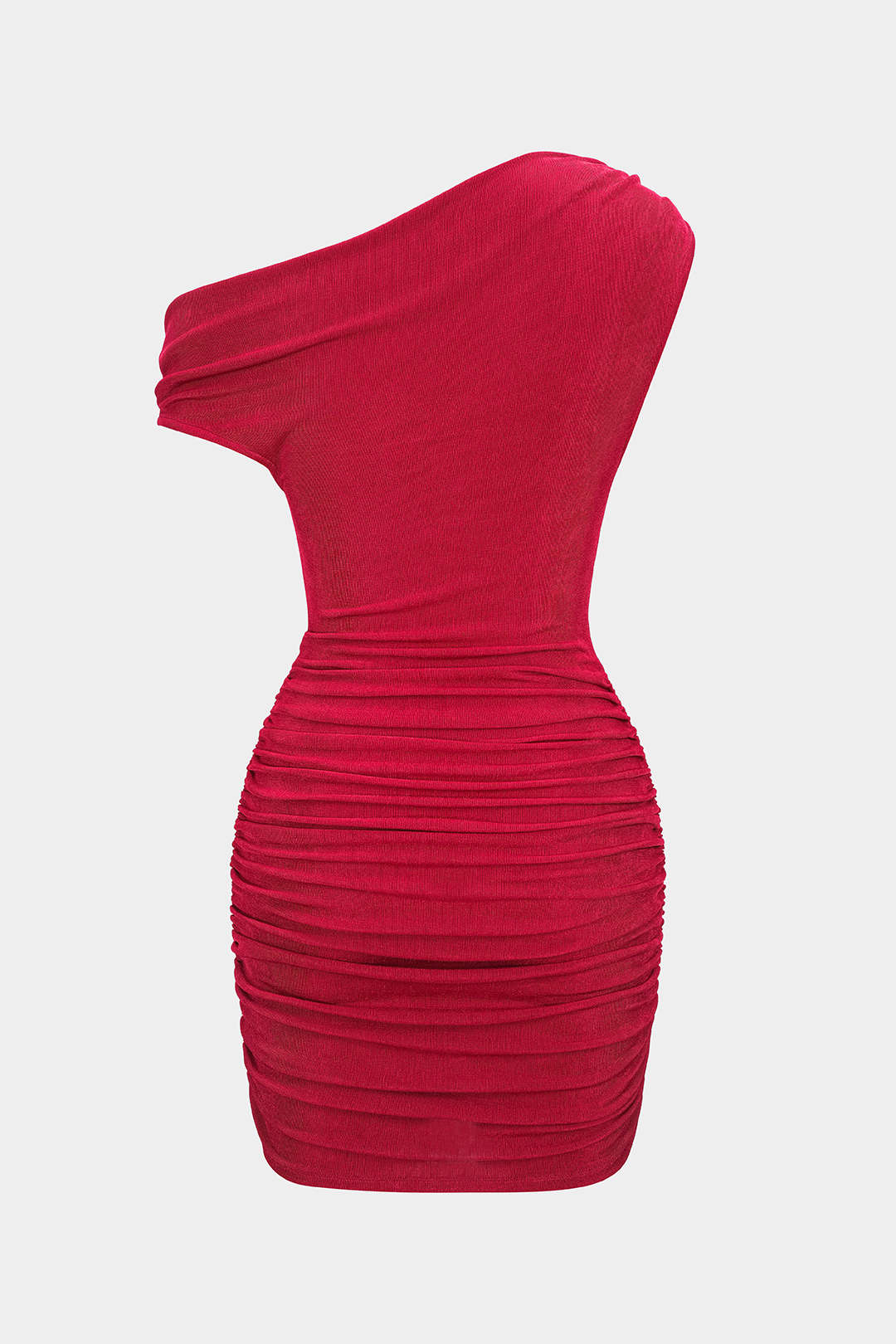 Metallic Ruched One Shoulder Sleeveless Mini Dress - Image 2