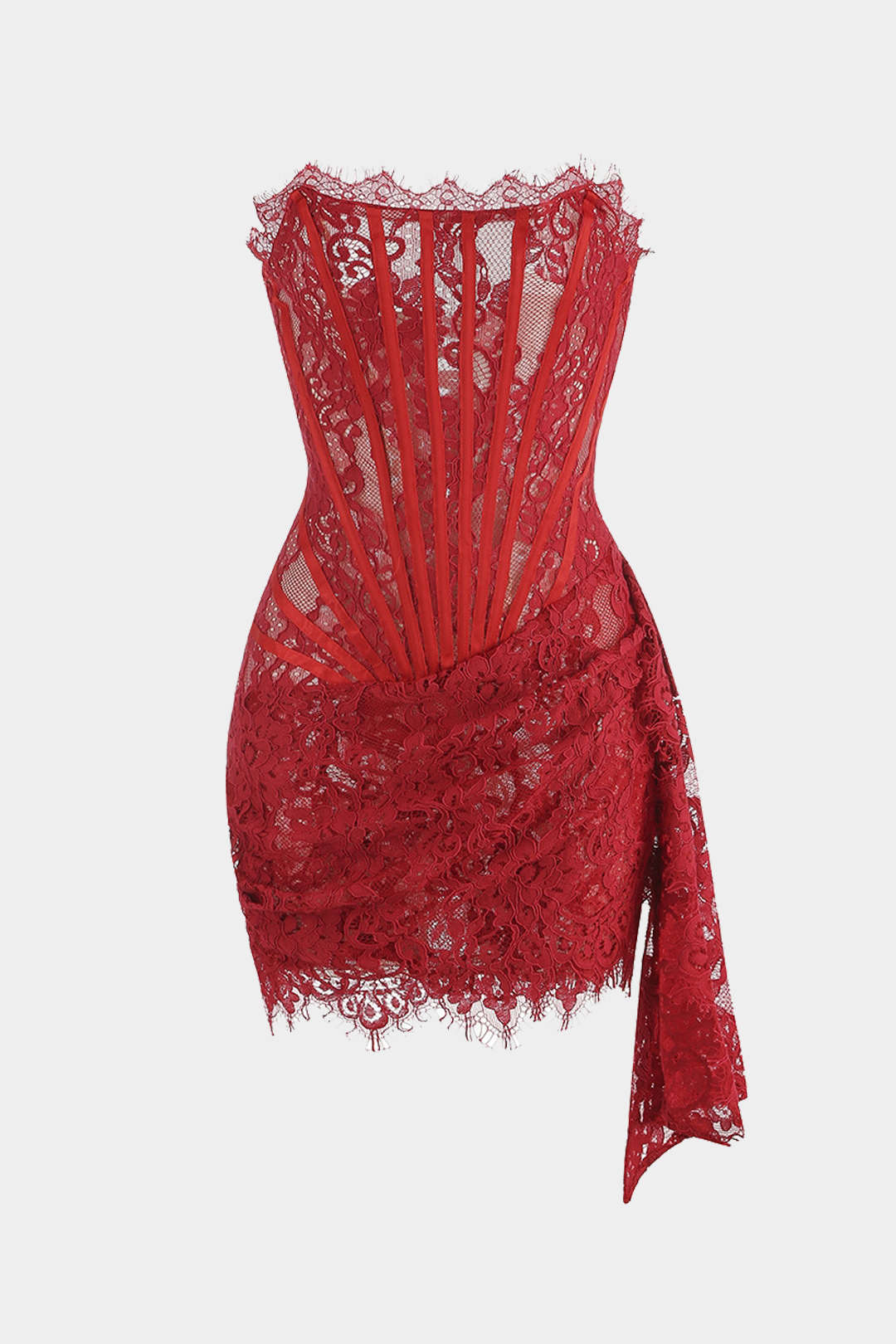 Lace Tie-Back Strapless Sleeveless Mini Dress - Image 10