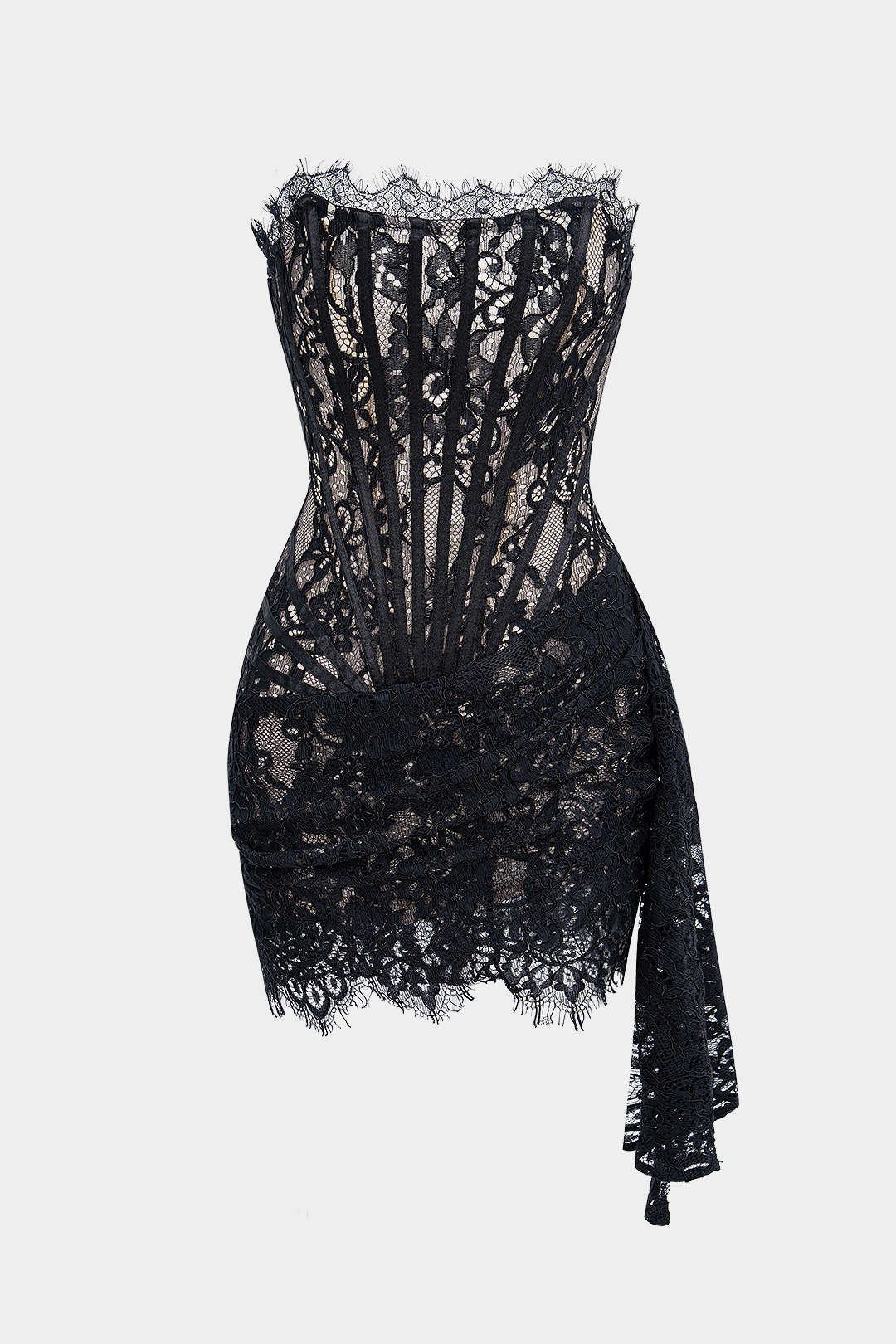 Lace Tie-Back Strapless Sleeveless Mini Dress - Image 6