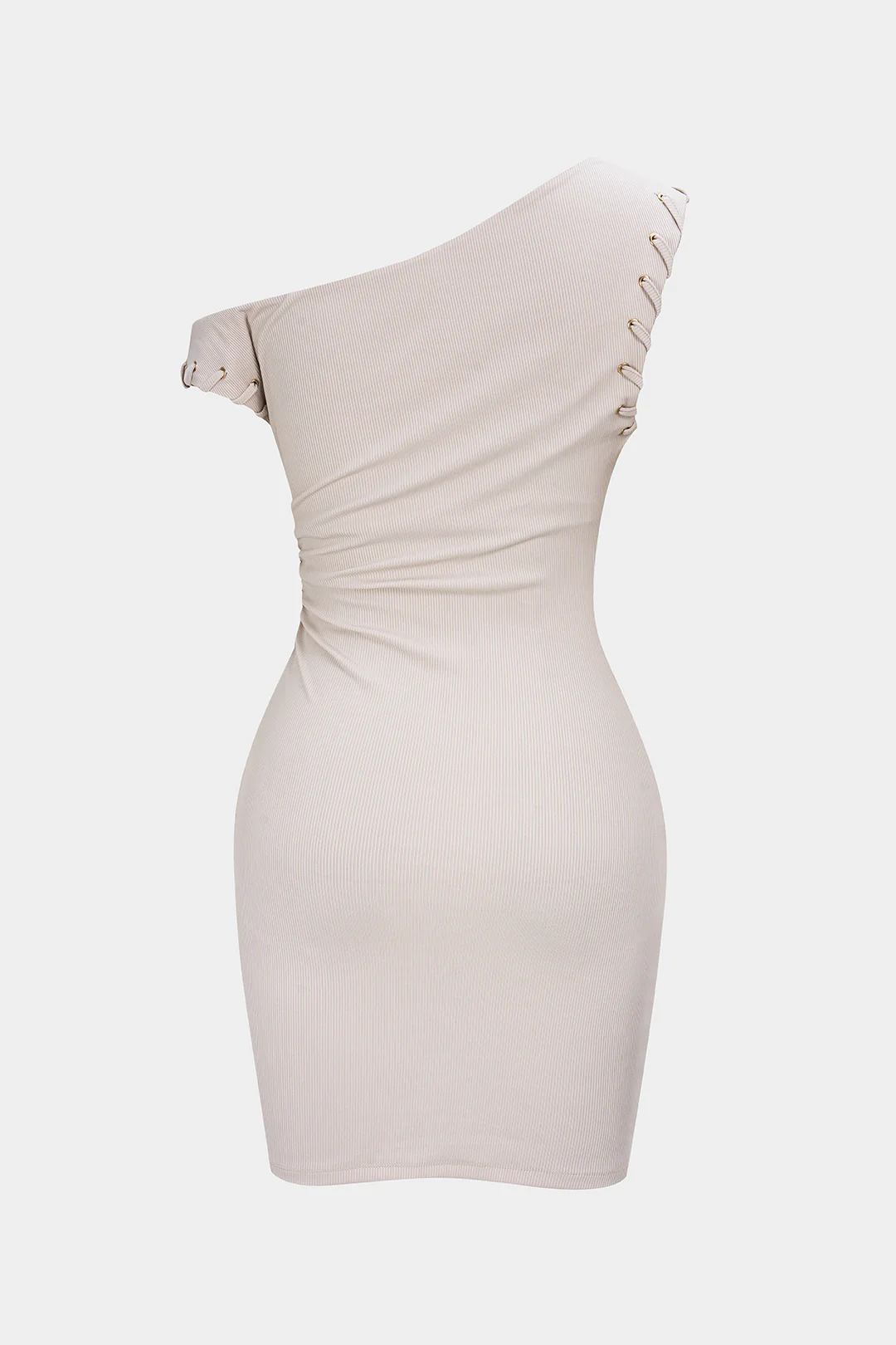 One Shoulder Asymmetrical Ruched Sleeveless Mini Dress - Image 2