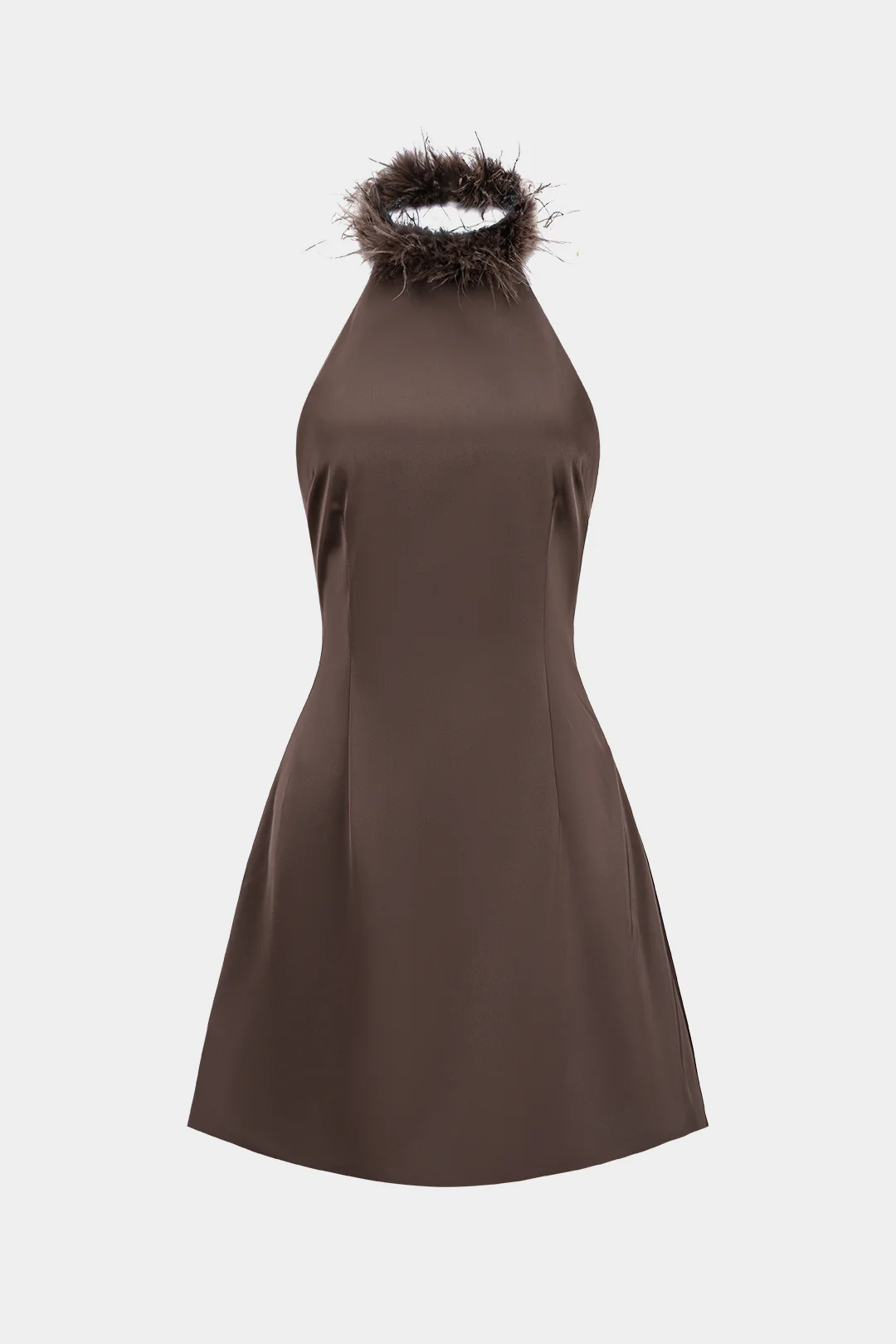 Patchwork Satin Halter Neck Sleeveless Mini Dress