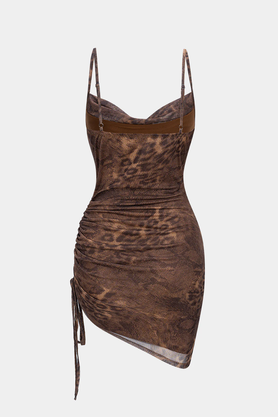 Mesh Ruched Drawstring Slip Sleeveless Mini Dress - Image 2