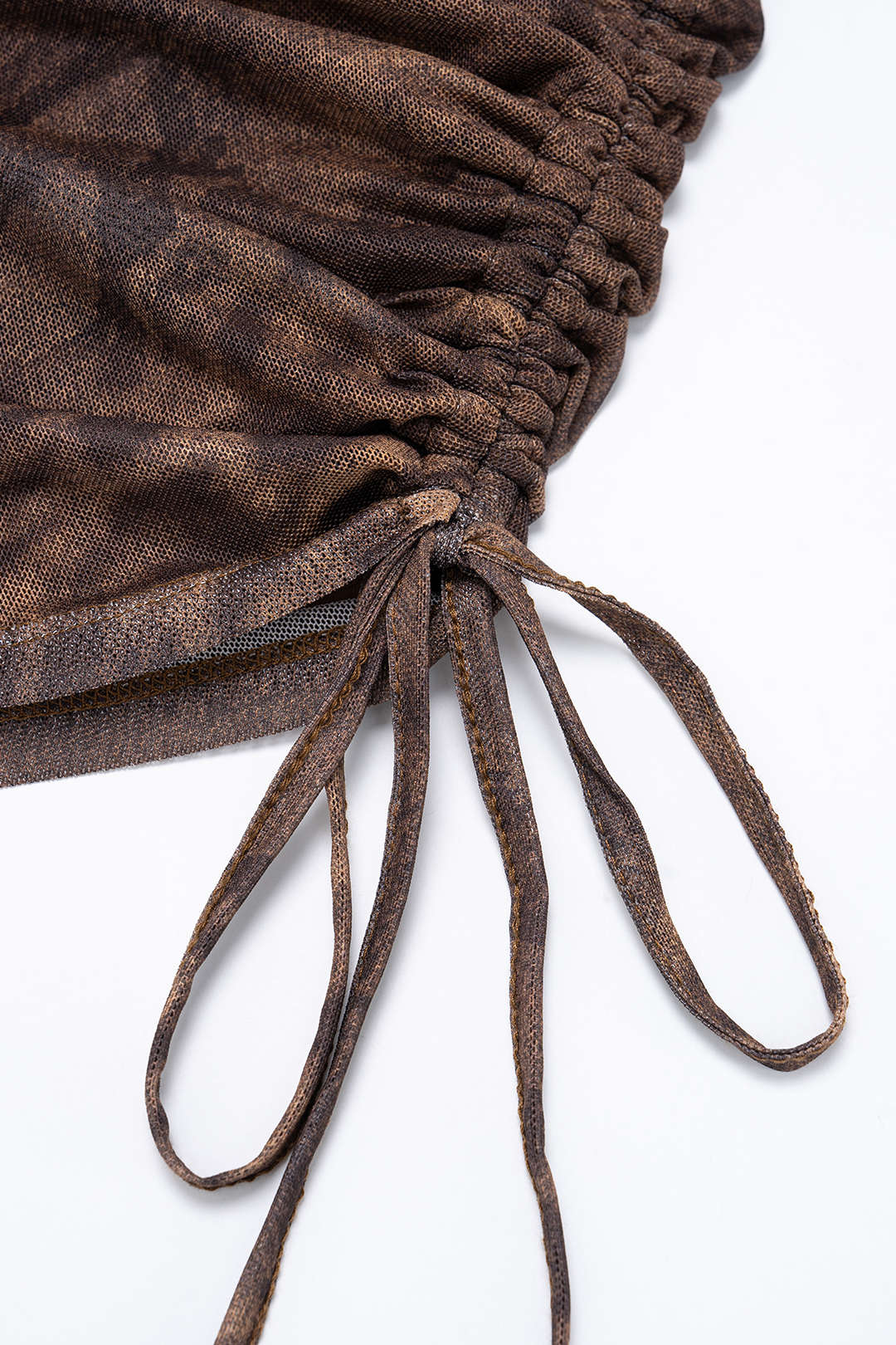 Mesh Ruched Drawstring Slip Sleeveless Mini Dress - Image 3