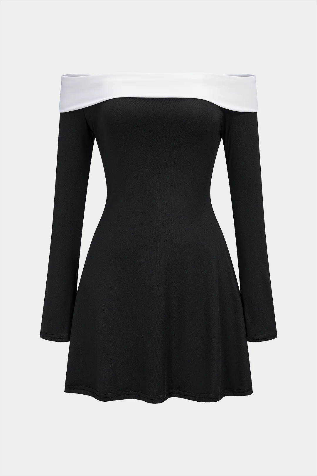 Off Shoulder Bell Long Sleeve Mini Dress