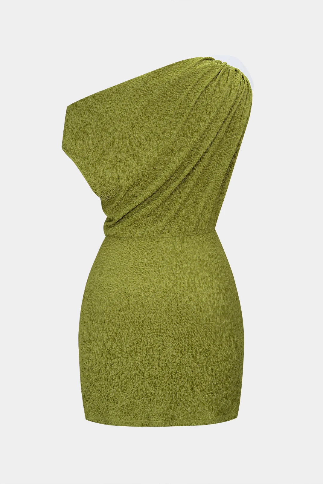 One Shoulder Asymmetrical Ruched Sleeveless Mini Dress - Image 2