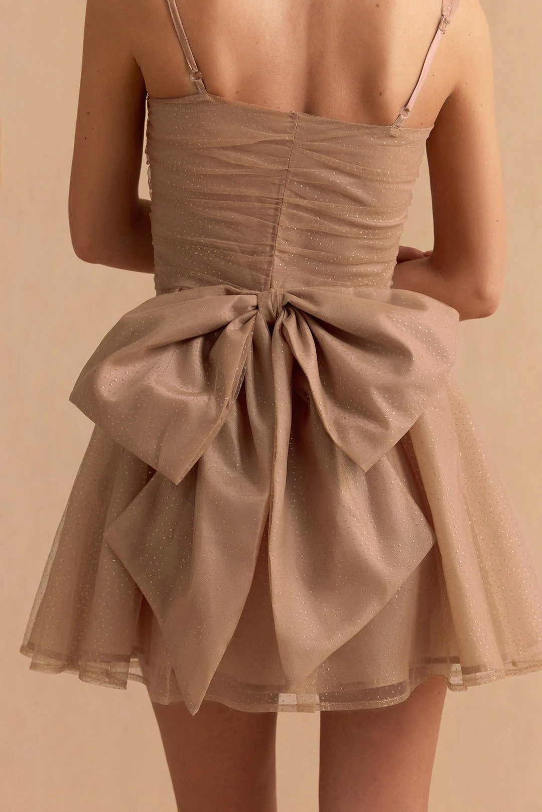 Chiffon Patchwork Bow Butterfly Ruched Slip Sleeveless Mini Dress - Image 4