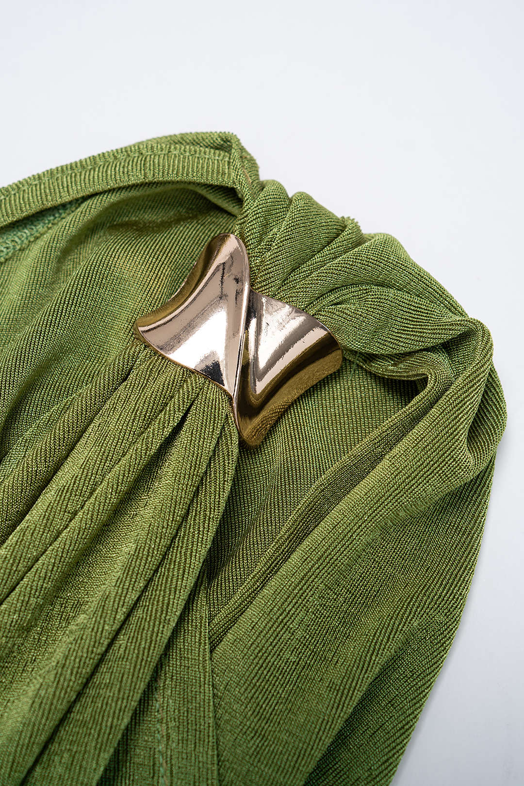 Crossed V-Neck Ruched Metallic Decor Sleeveless Mini Dress - Image 3