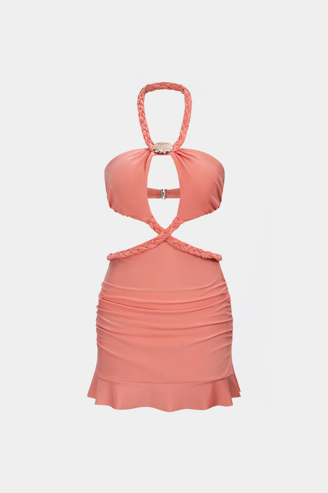 Braided Halter Cut Out Sleeveless Mini Dress - Image 5