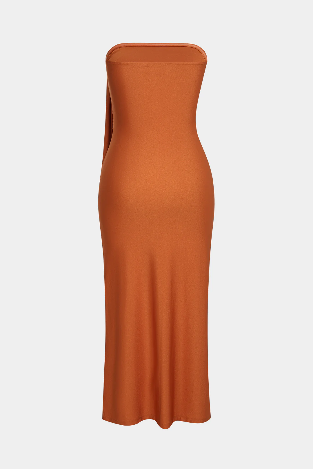 Solid Asymmetrical Knotted Ruched Sleeveless Maxi Dress - Image 2