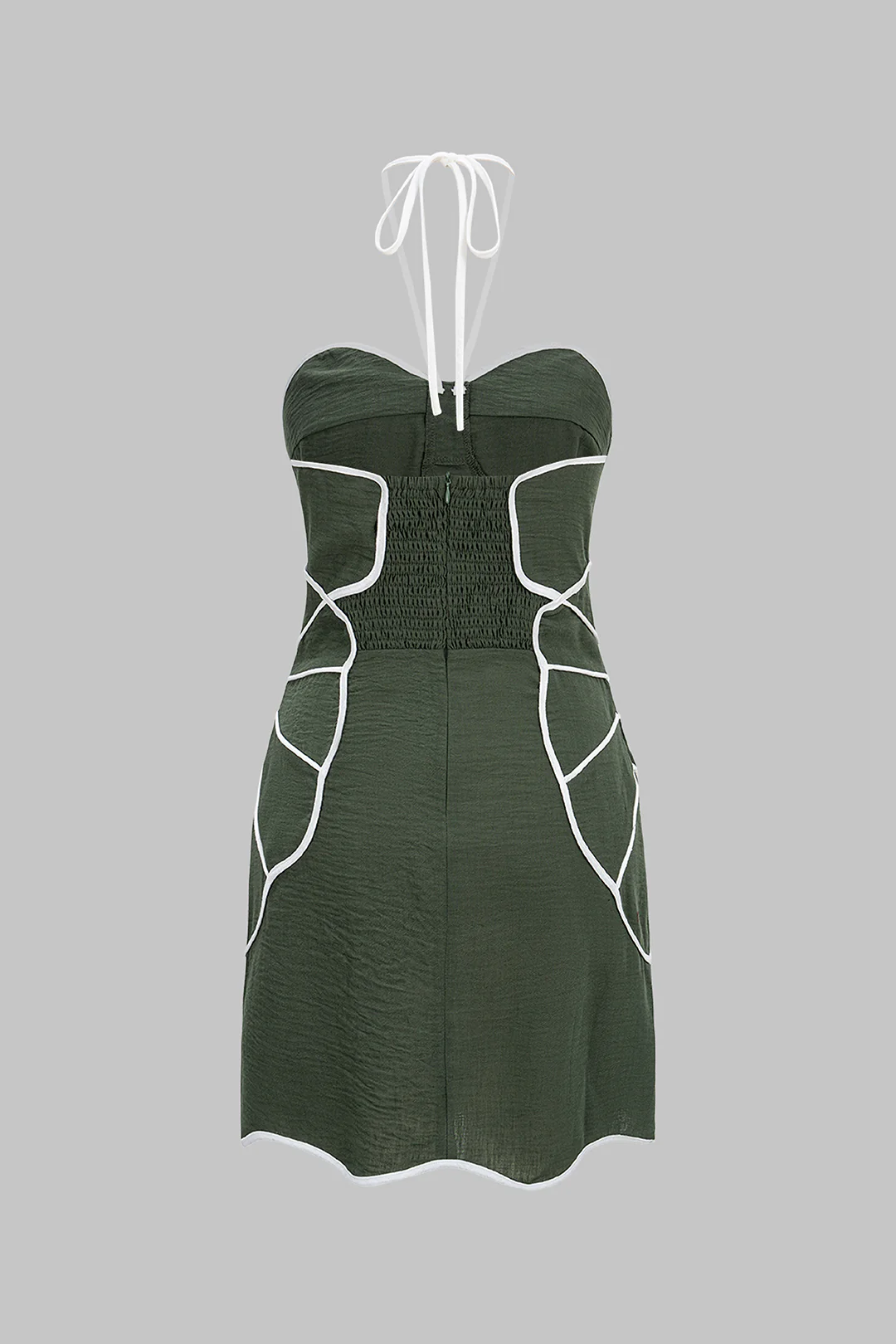 Contrast Halter Tie-Up Sleeveless Mini Dress - Image 2