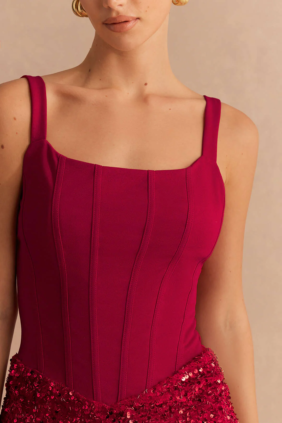 Patchwork Sequin Sleeveless Mini Dress - Image 3