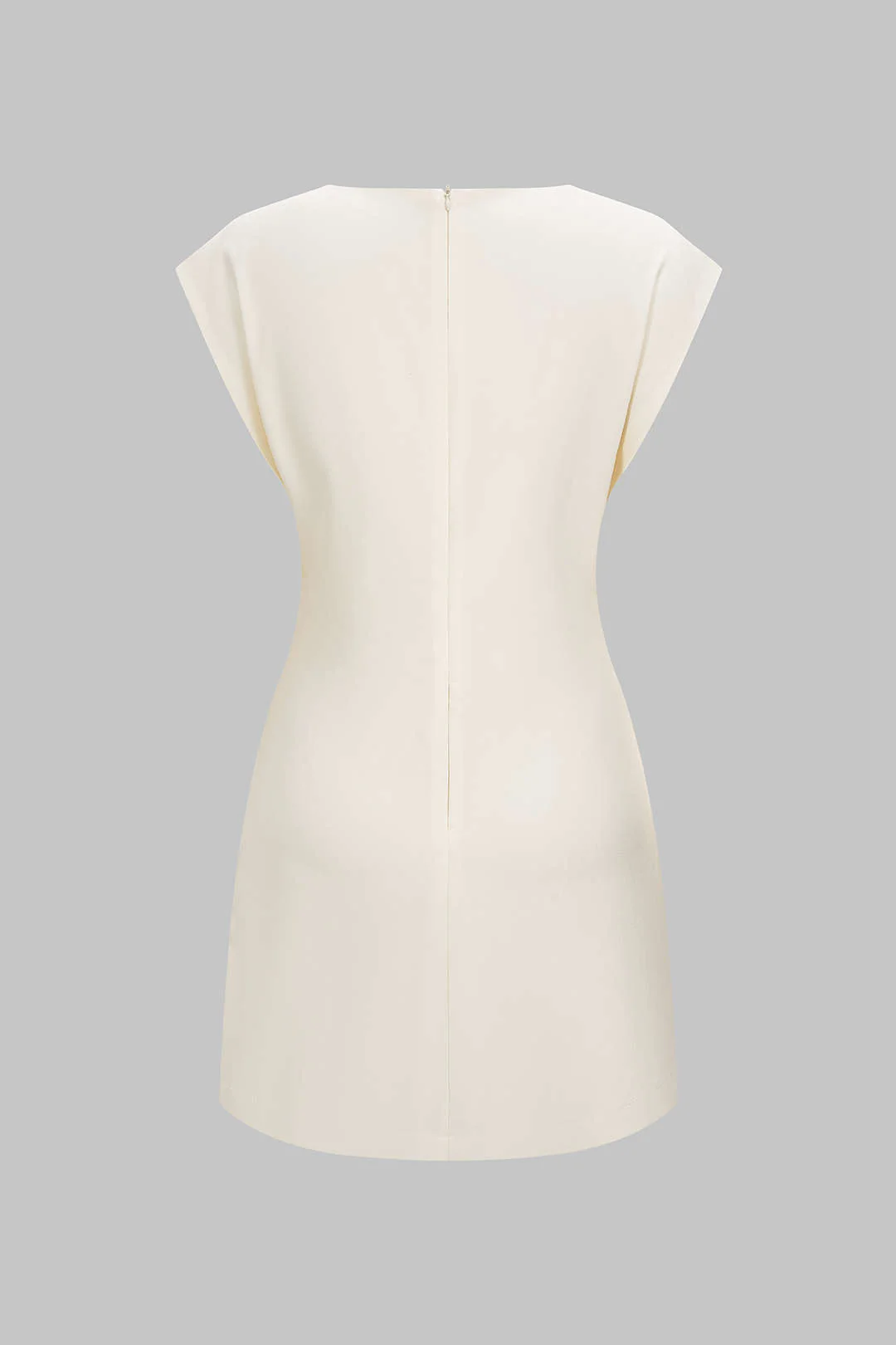 Round Neck Ruched Zipper Sleeveless Mini Dress - Image 3