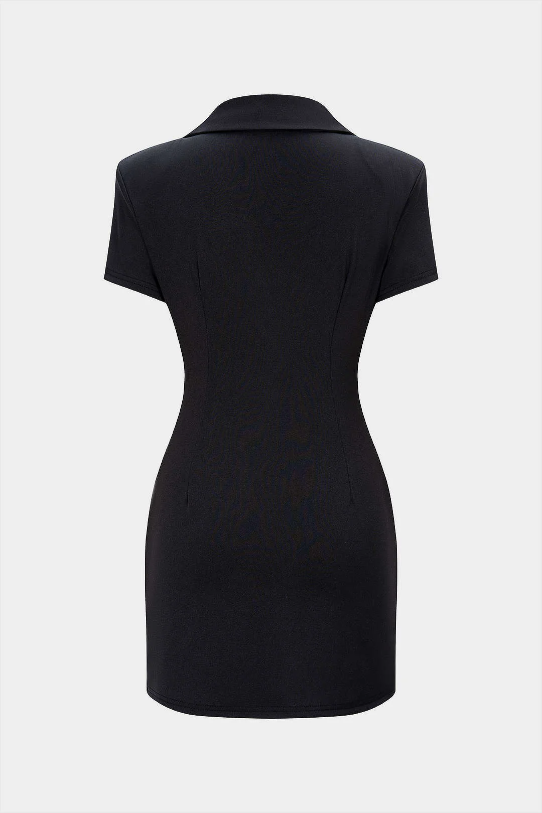 Deep V-Neck Pleated Short Sleeve Mini Dress - Image 2