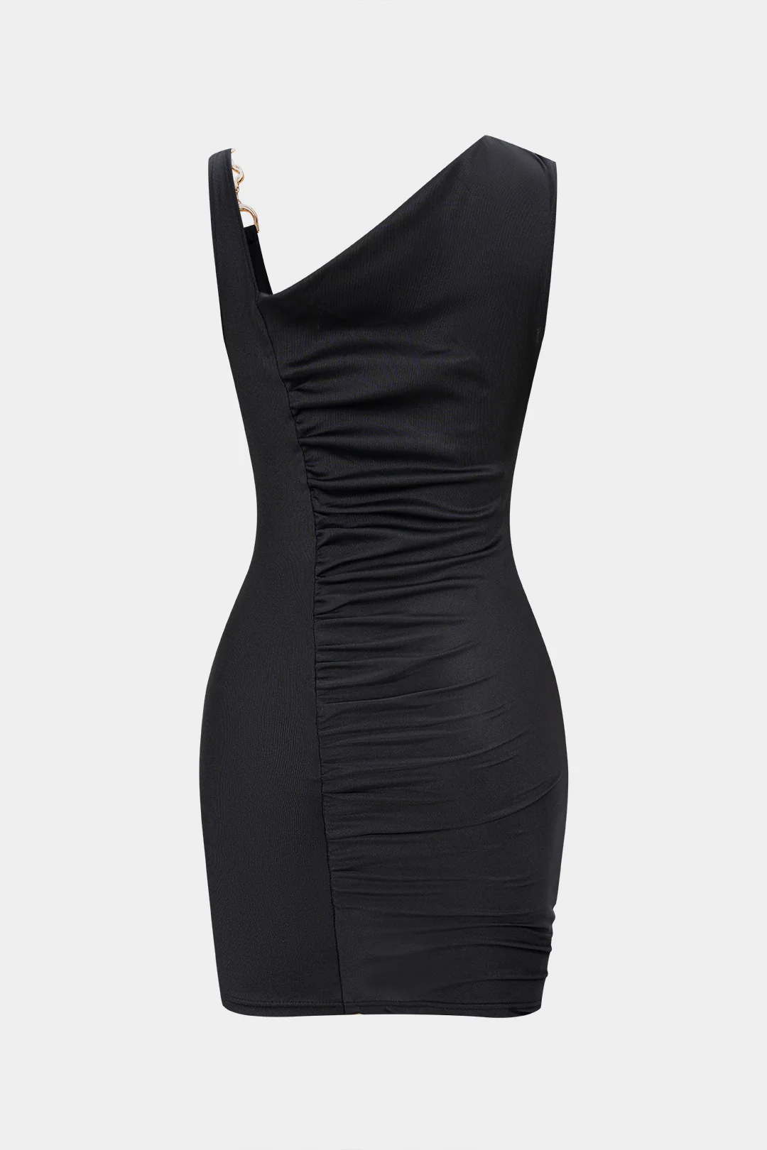 Metallic Chain Asymmetrical Ruched Sleeveless Mini Dress - Image 2