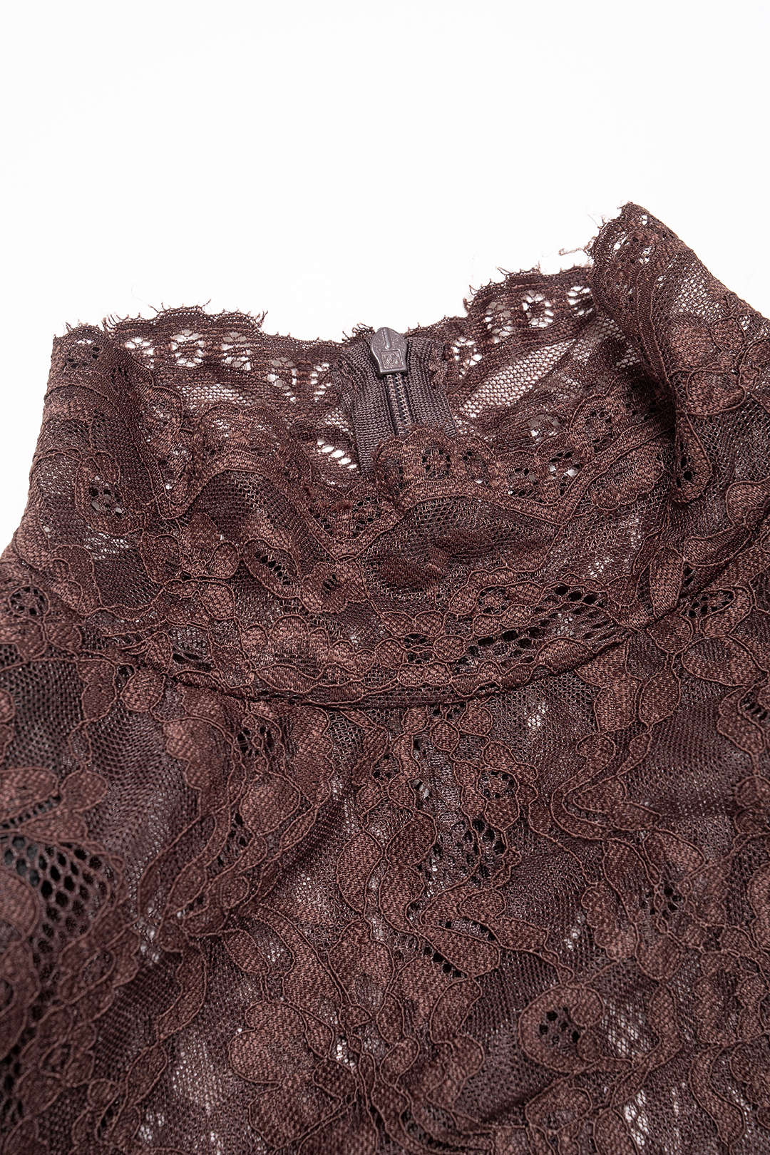 Sheer Lace Mock Neck Ruched Short Sleeve Mini Dress - Image 3