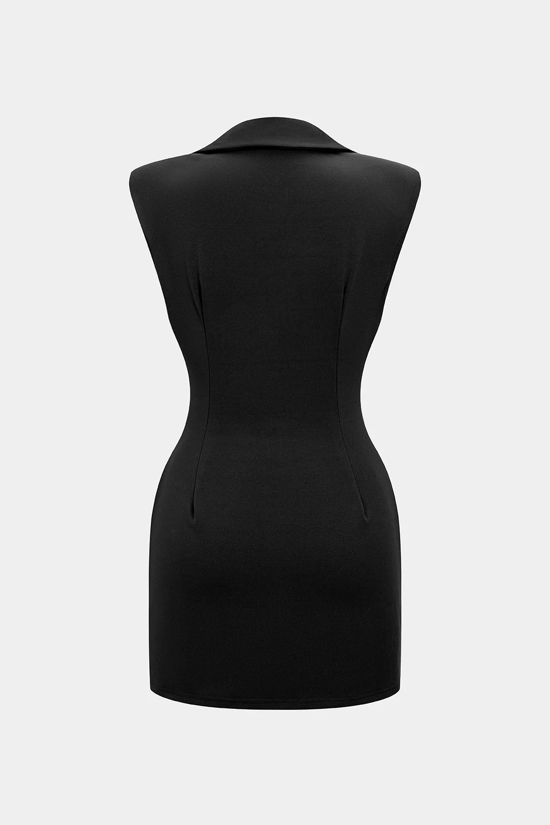 Solid Deep V Collar Ruched Sleeveless Mini Dress - Image 7