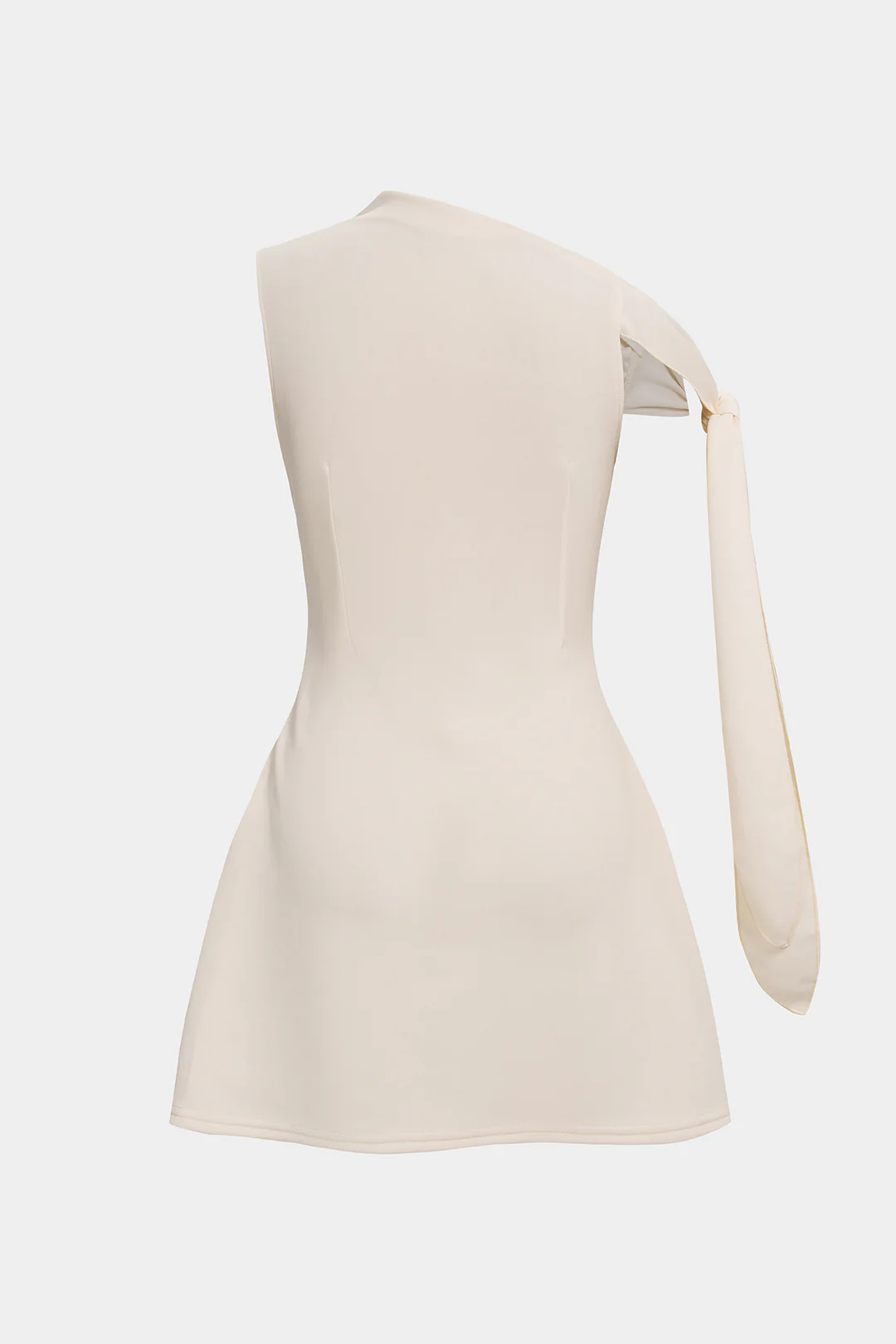 Asymmetrical Tie-Up One Shoulder Sleeveless Mini Dress - Image 2