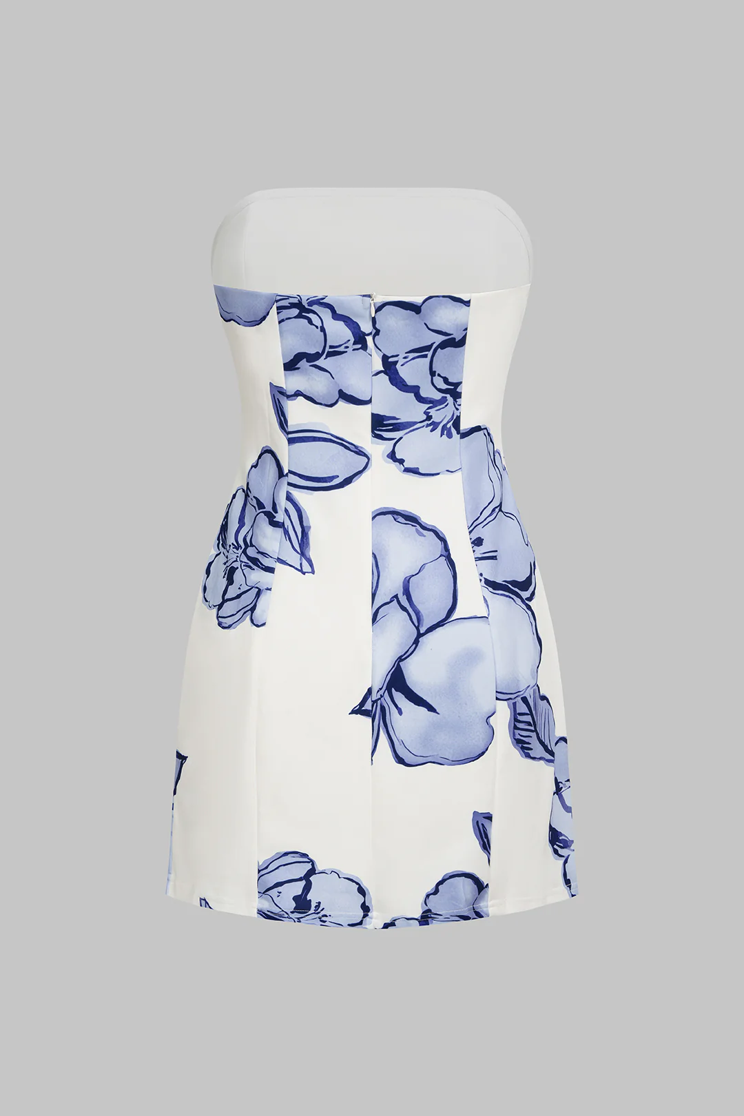 Floral Print Satin Strapless Sleeveless Mini Dress - Image 2