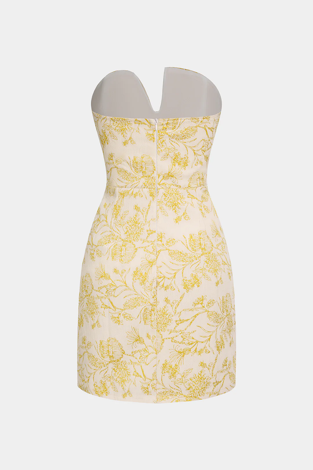 Floral Textured Asymmetrical Zipper Strapless Sleeveless Mini Dress - Image 2
