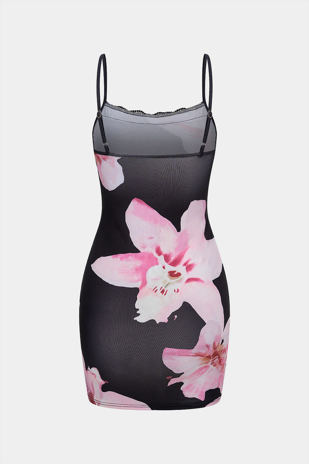 Floral Print Lace Trim Slip Sleeveless Mini Dress - Image 2