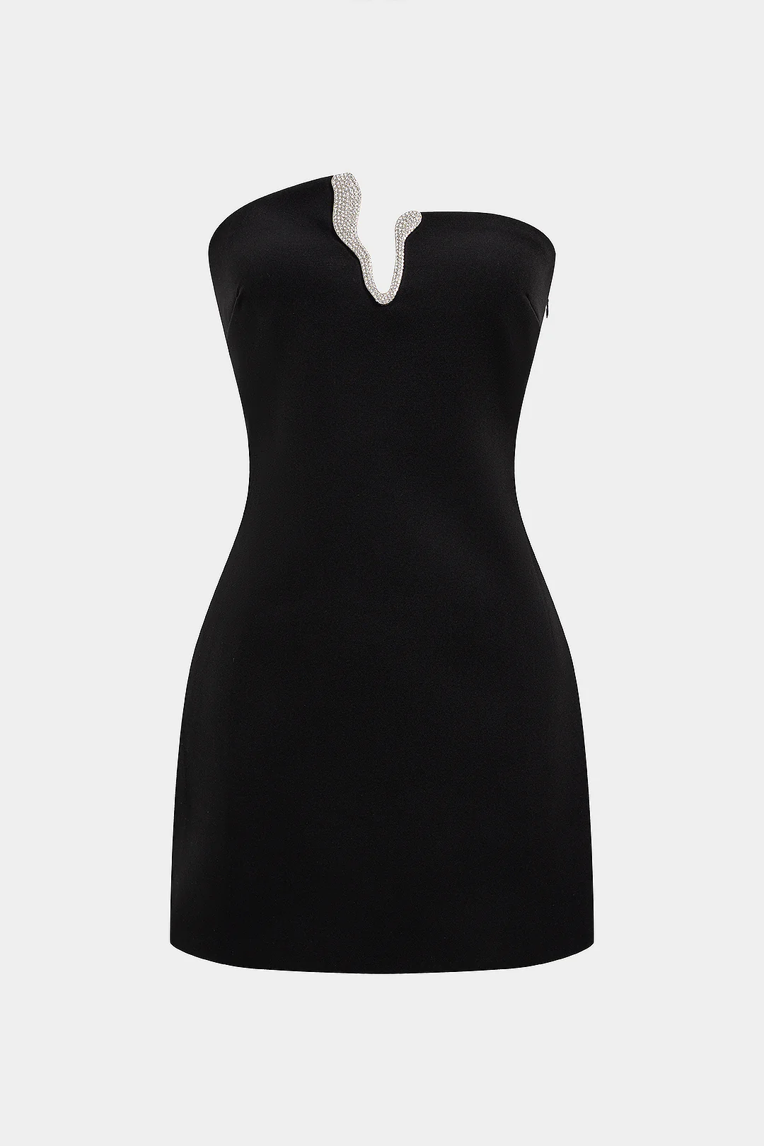 Asymmetrical Rhinestone Decor Strapless Sleeveless Mini Dress - Image 5