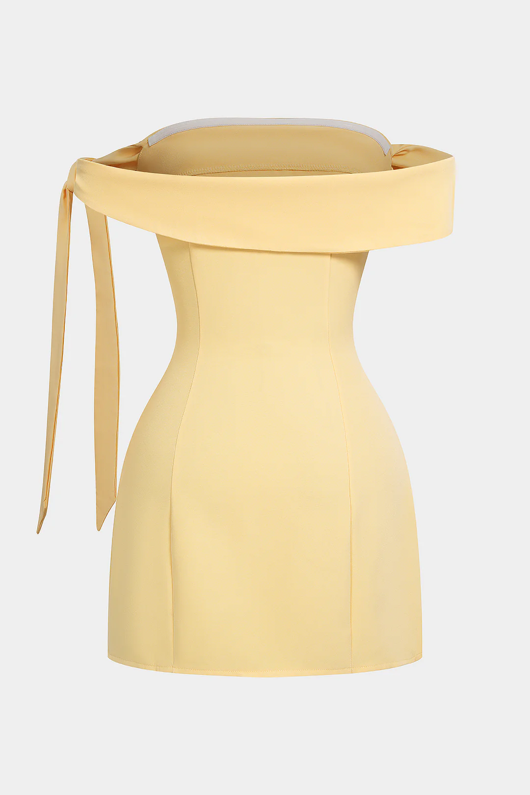 Solid Off Shoulder Asymmetrical Tie-Up Sleeveless Mini Dress - Image 2