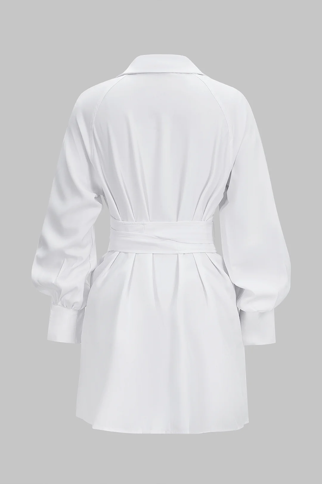 Lapel Tie-Up Long Sleeve Mini Dress - Image 2