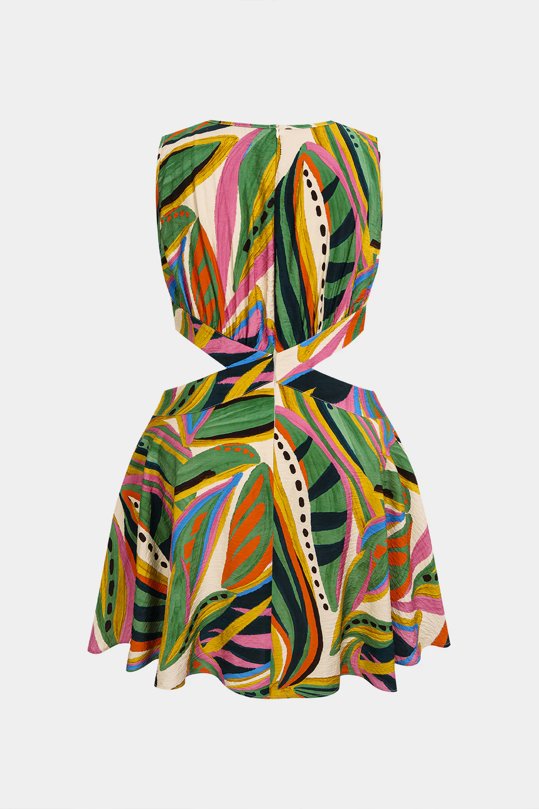 Plus Size Abstract Print Round Neck Cut Out Sleeveless Mini Dress - Image 2
