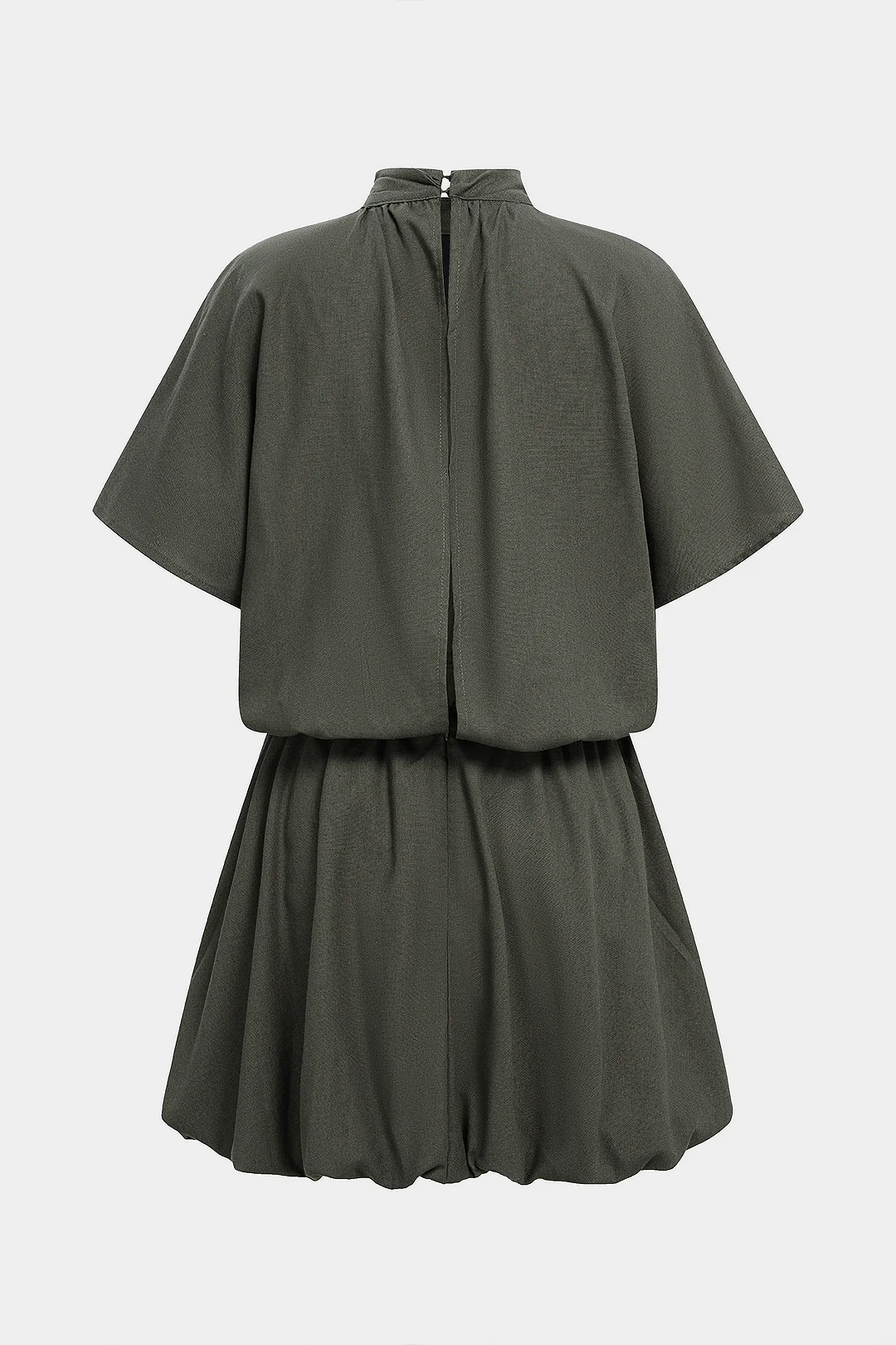 Mock Neck Ruched Short Sleeve Mini Dress - Image 2