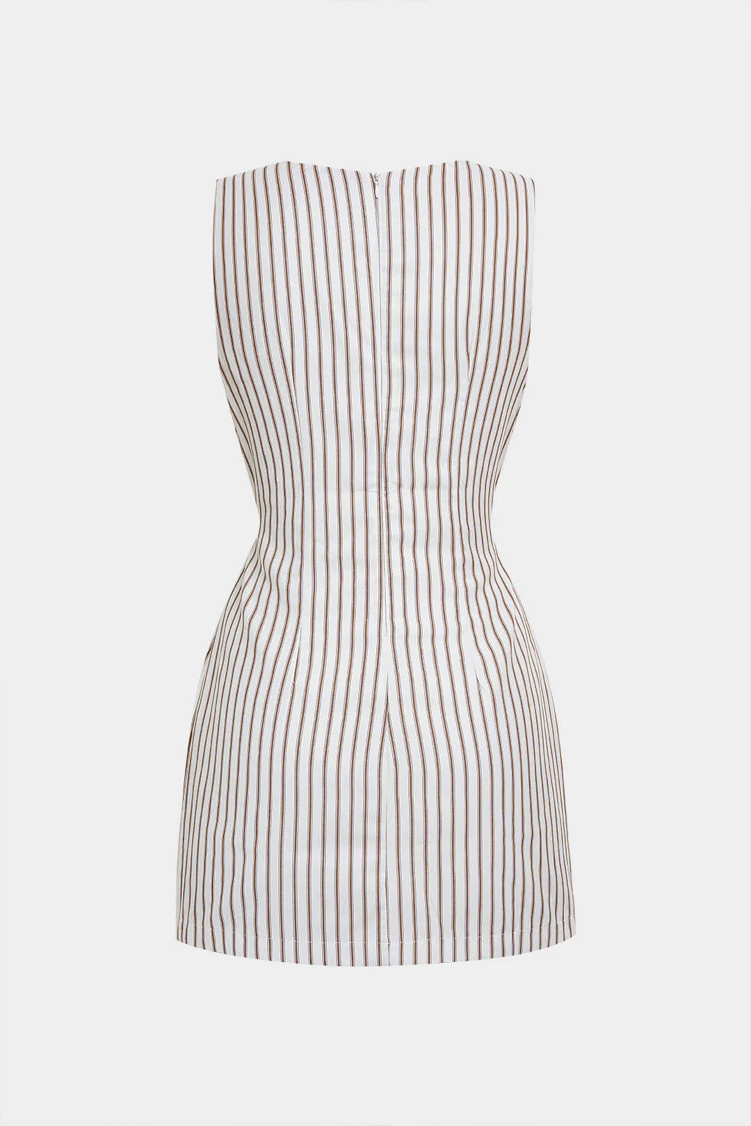 Stripes Print Round Neck Tie-Up Sleeveless Mini Dress - Image 3