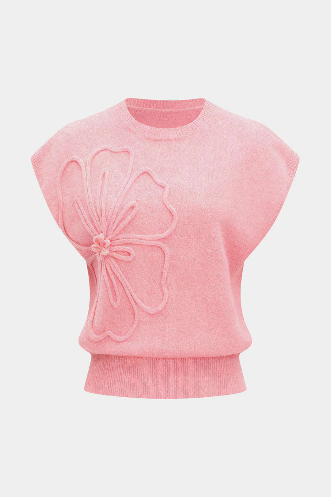 Knit 3D Flower Embroidery Tank Top - Image 8