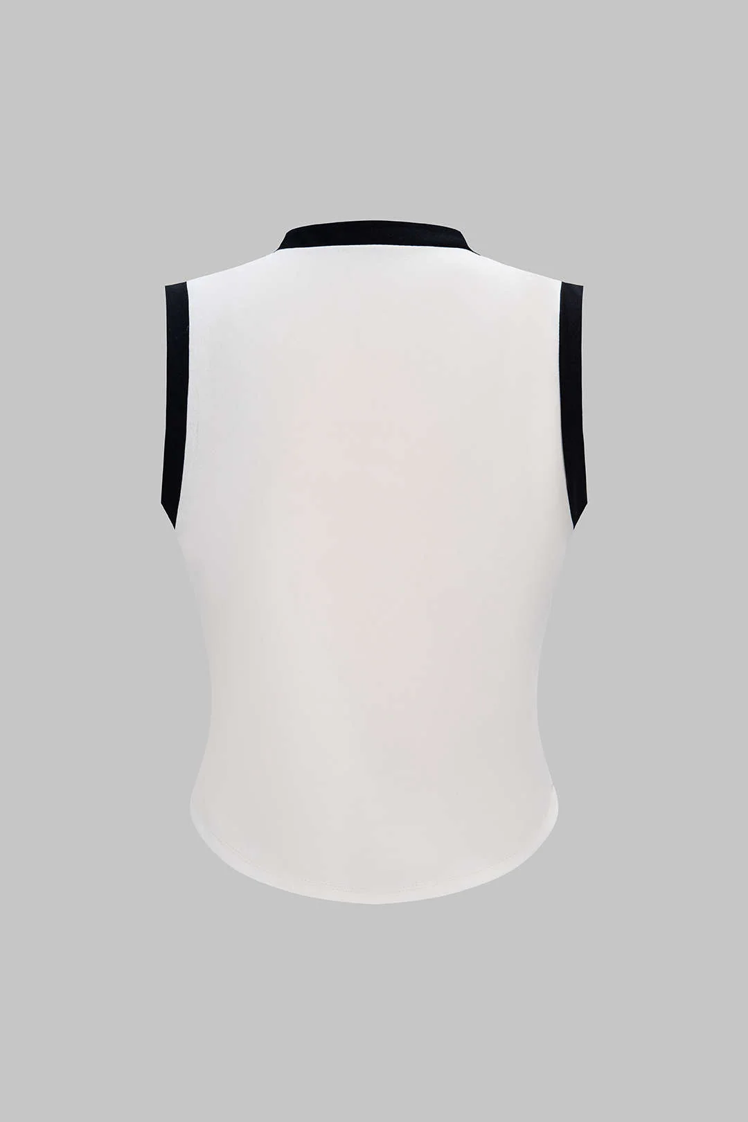 Contrast Binding Round Neck Button Tank Top - Image 4